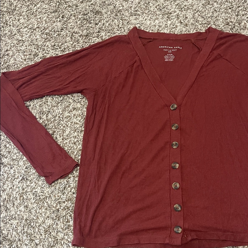 American Eagle Outfitters Rust Button-Up Top